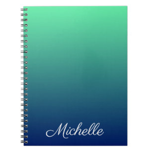 Personalised green and blue ombre notebook