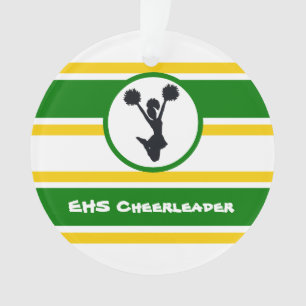Personalised Green and Gold Cheerleader Ornament