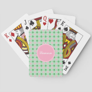 Personalised Green and Pink Playing Cards