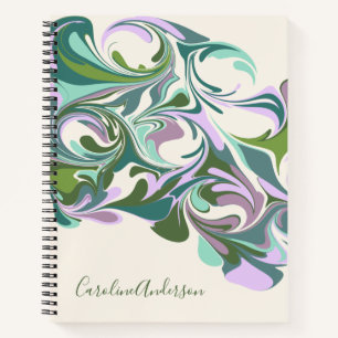 Personalised Green and Purple Marble Swirl Name Notebook