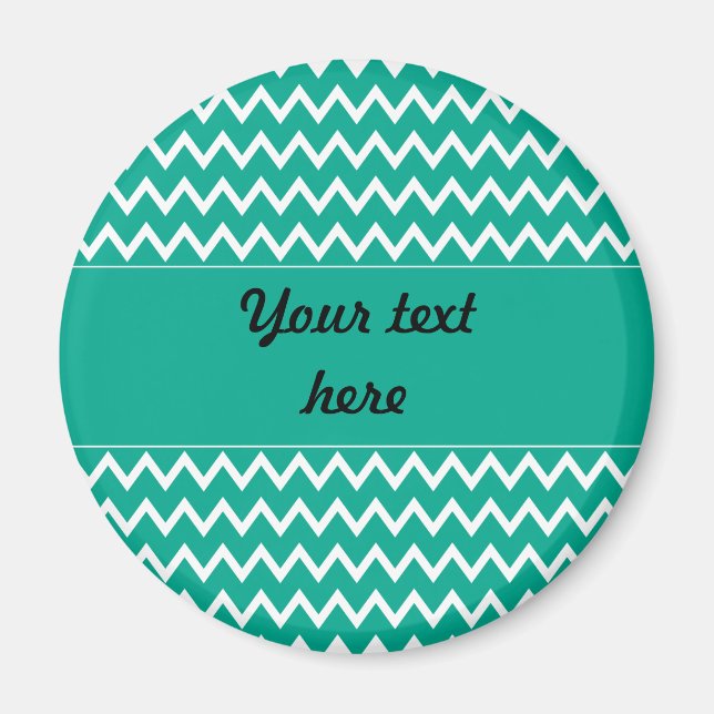 Personalised Green and White Zigzag Pattern Magnet (Front)