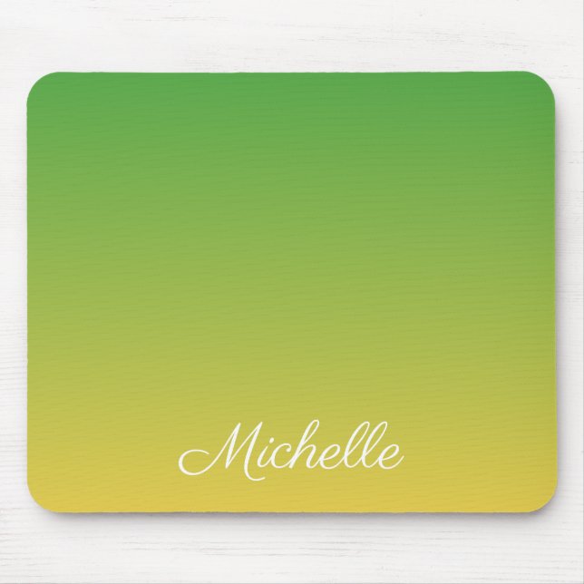 Personalised green and yellow ombre mouse pad (Front)