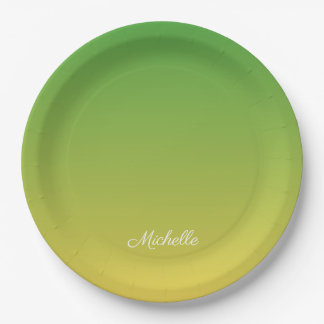 Personalised green and yellow ombre paper plate