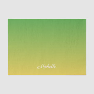 Personalised green and yellow ombre tissue paper
