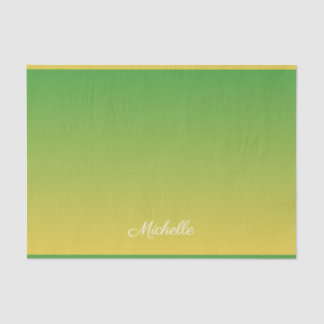Personalised green and yellow ombre tissue paper