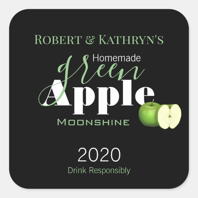 Personalised "Green Apple" Alcohol/Food Label (Front)