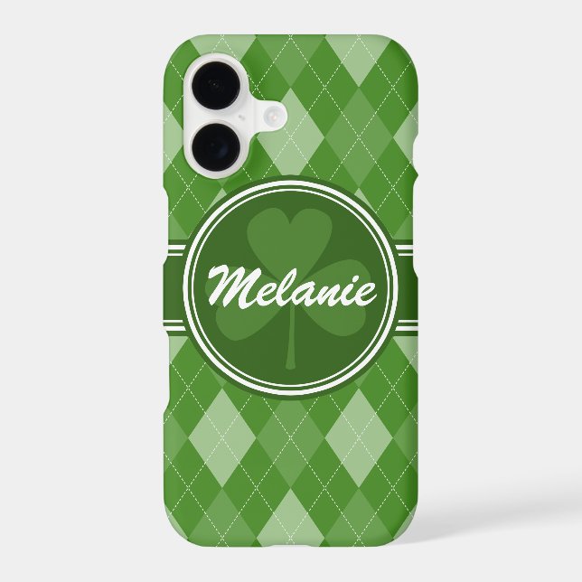 Personalised Green Argyle Pattern with Clover (Back)