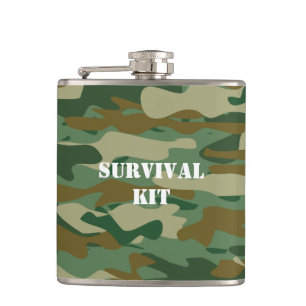 Personalised green army camouflage drink flask