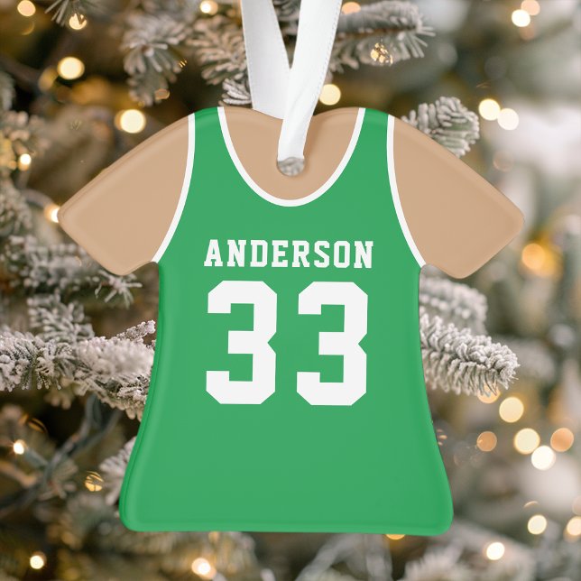 Personalised Green Basketball Jersey Ornament (Creator Uploaded)