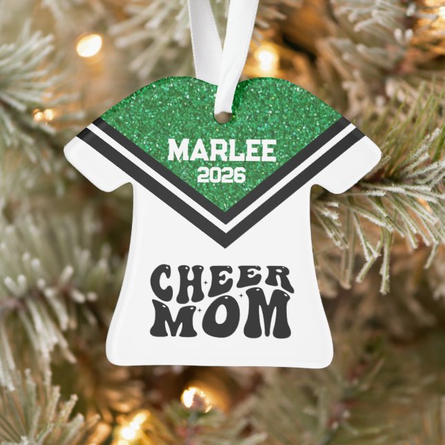 Personalised Green & Black Cheer Mum Ornament  (Tree)