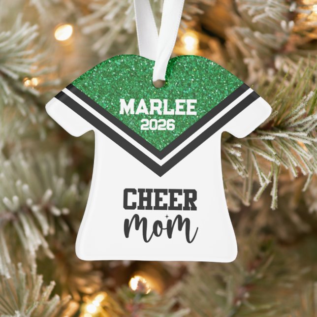 Personalised Green & Black Cheer Mum Ornament  (Tree)