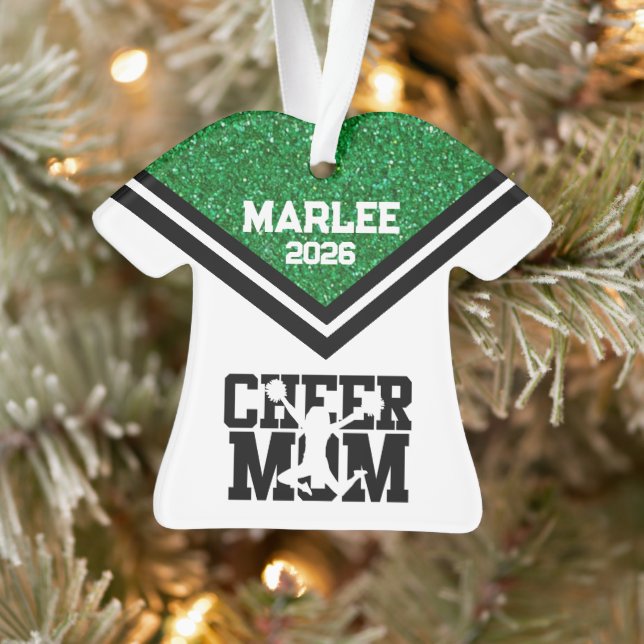 Personalised Green & Black Cheer Mum Ornament  (Tree)
