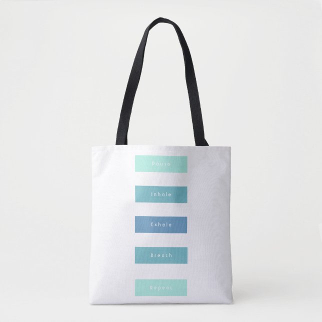 Personalised Green Blue Five Words Custom Message Tote Bag (Front)