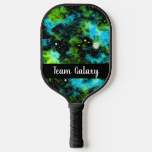 Personalised Green Blue Galaxy Cosmic Space Pickleball Paddle