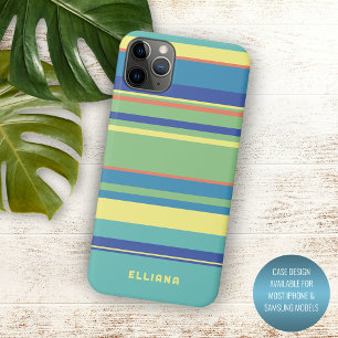 Personalised Green Blue Orange Yellow Stripes Case-Mate iPhone Case