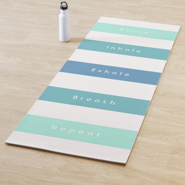 Personalised Green Blue Pause Inhale Exhale Breath Yoga Mat (In Situ)
