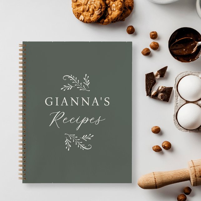 Personalised Green Botanical Recipe Notebook (Creator Uploaded)
