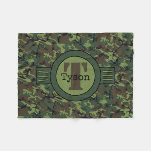 Personalised Green Camouflage Fleece Pet Blanket