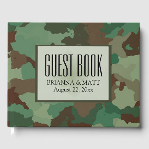 Personalised Green Camouflage Wedding Guest Book