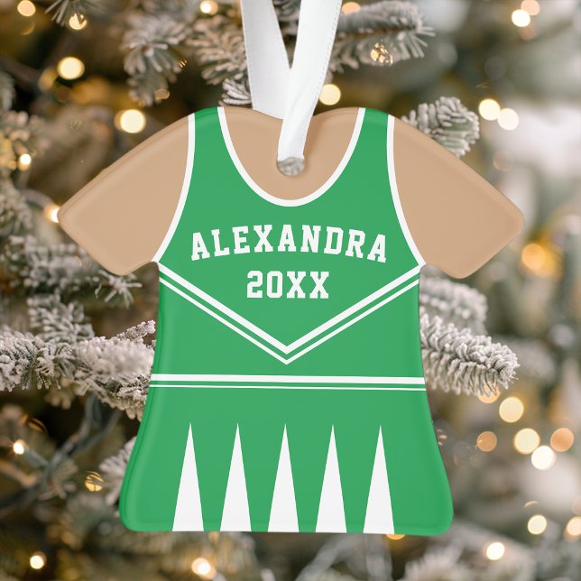 Personalised Green Cheerleader Uniform Ornament (Creator Uploaded)