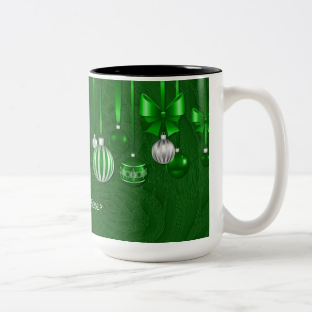 Personalised Green Christmas Ornaments Mug (Right)