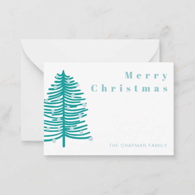 Personalised Green Christmas Tree Winter Forest Card (Front)