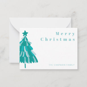Personalised Green Christmas Tree Winter Forest Card