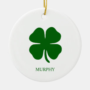 Personalised Green Clover Ceramic Tree Decoration