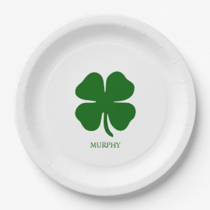 Personalised Green Clover Paper Plate
