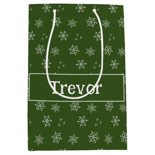 Personalised Green Custom Snowflake Gift Bag (Front)
