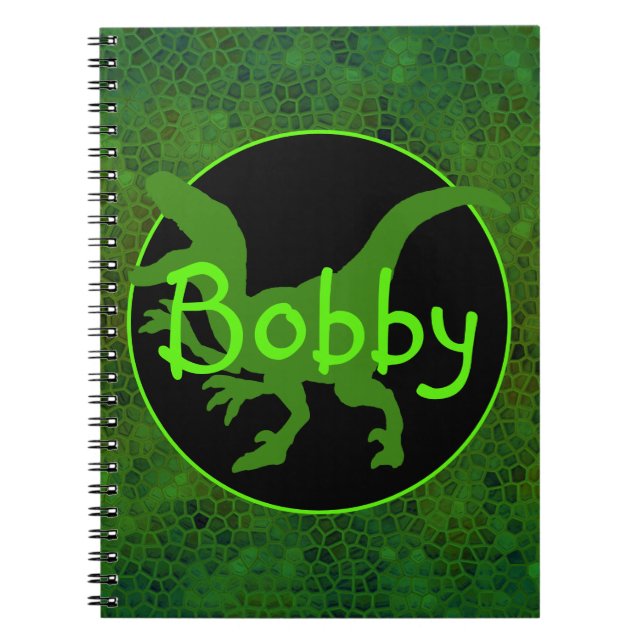 Personalised Green Dinosaur Hide Notebook (Front)