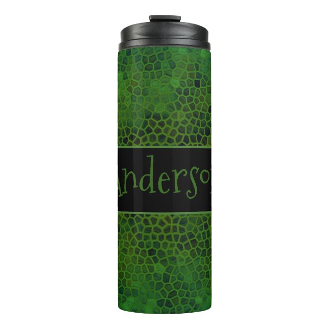 Personalised Green Dinosaur Hide Thermal Tumbler (Front)