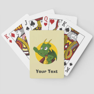 Personalised Green dragon cartoon Playing Cards