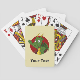 Personalised Green dragon cartoon Playing Cards