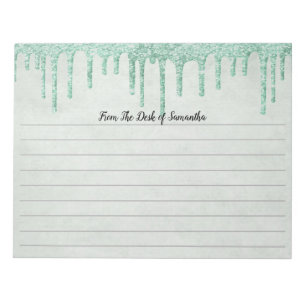 Personalised Green Dripping Glitter Girly Trendy Notepad