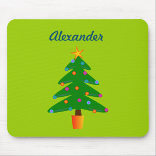 Personalised Green Festive Christmas Tree Mouse Pad