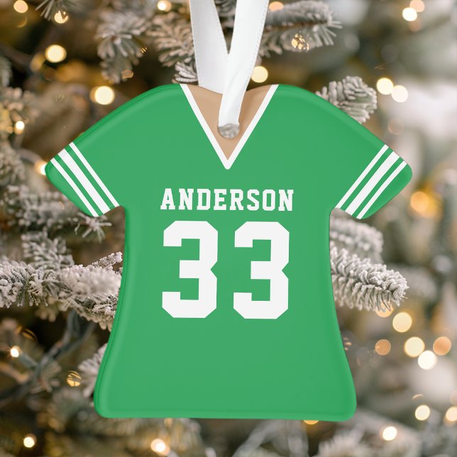 Personalised Green Football Jersey  Ornament (Creator Uploaded)