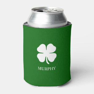 Personalised Green Four Leaf Clover Irish Can Cooler