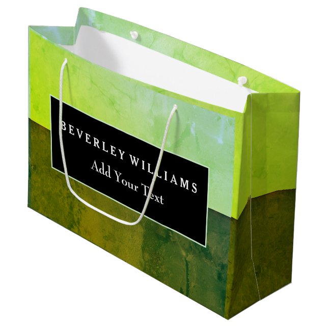 Personalised Green Gift Paper Bag (Front Angled)