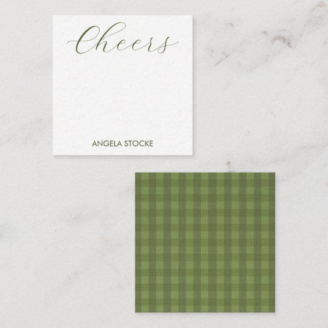 Personalised Green Gingham Card (Front/Back)