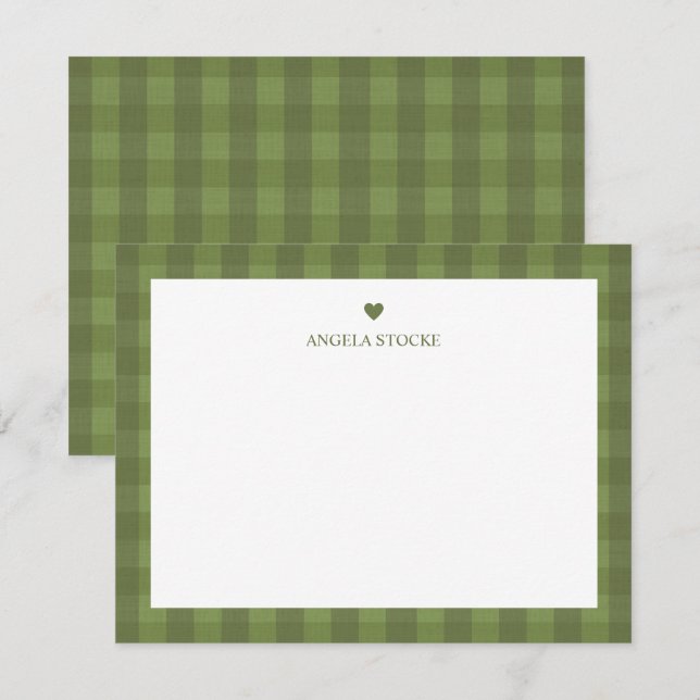 Personalised Green Gingham Card (Front/Back)
