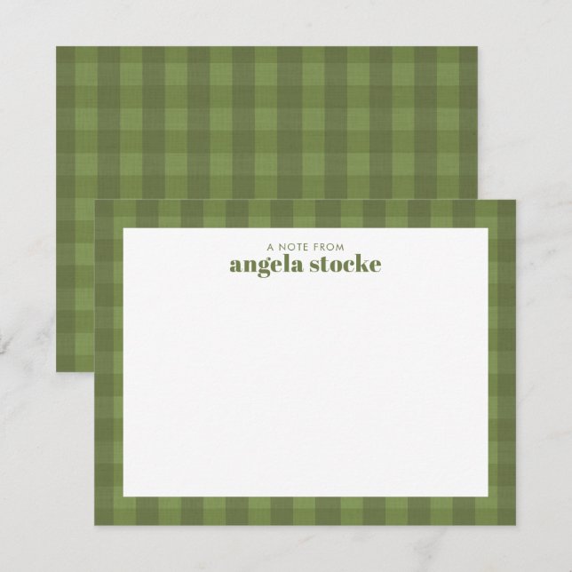 Personalised Green Gingham Plaid Card (Front/Back)