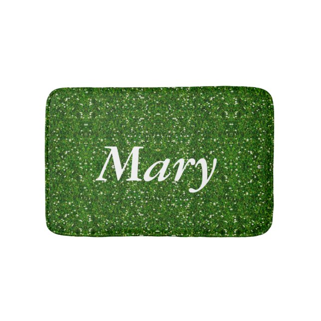 Personalised Green Glitter Bath Mat (Front)