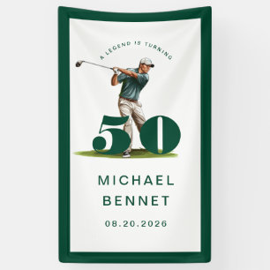Personalised Green Golf 50th Birthday Banner