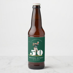 Personalised Green Golf 50th Birthday Beer Bottle Label
