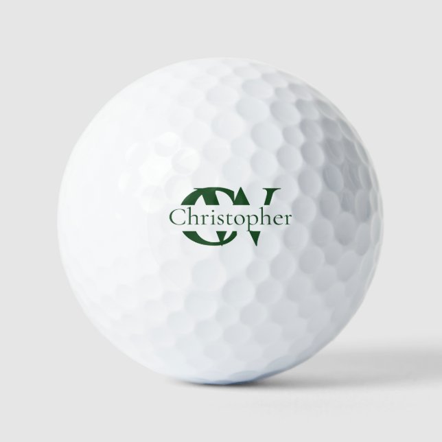Personalised Green Golf Ball with  Name & Initials (Front)