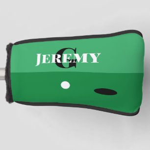 Personalised green golf putter cover for golfers