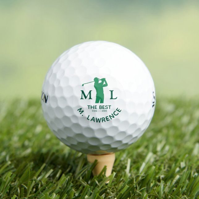 Personalised Green Golfer Man Name  Golf Balls (Insitu Tee)