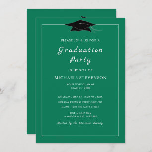 Personalised Green Graduation Invitation Template