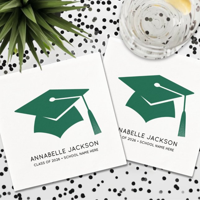 Personalised Green Graduation Napkin (Personalized Green Graduation Napkins)